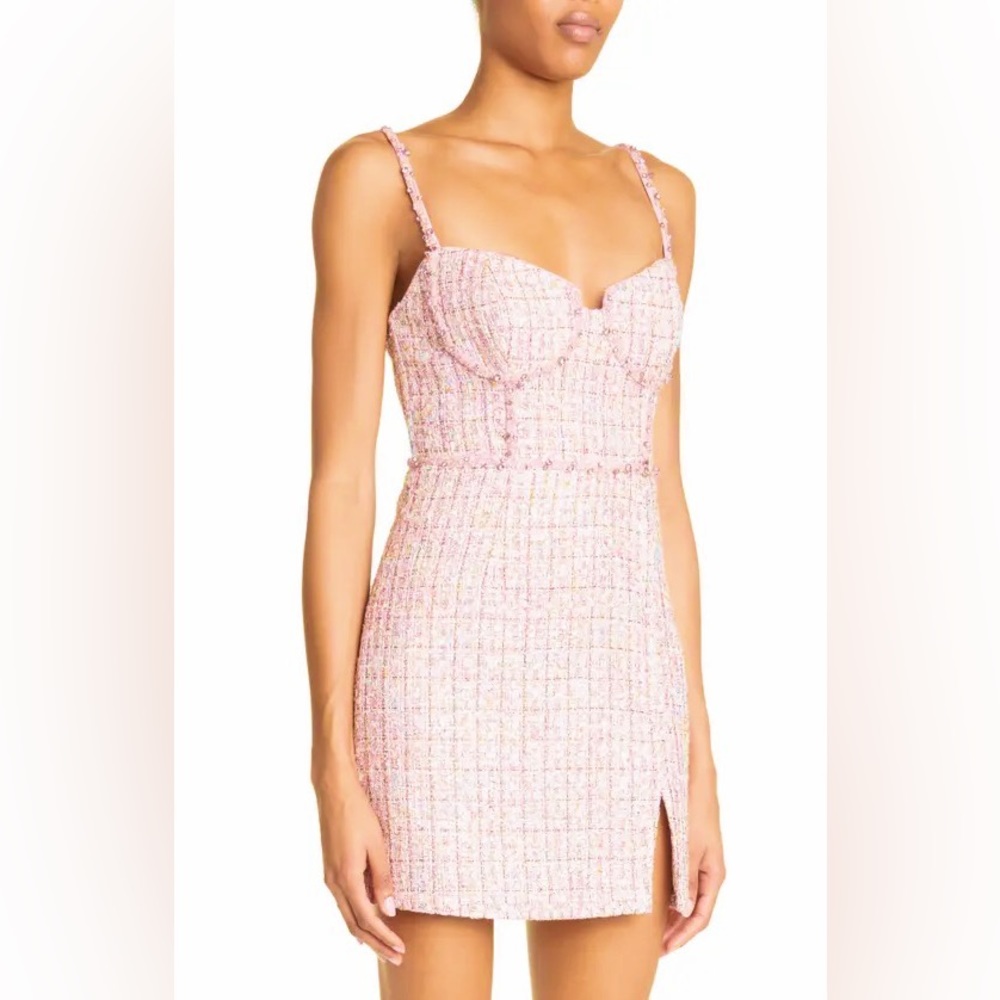 NWT Self Portrait Diamonte’ detail boucle mini dress sz 6